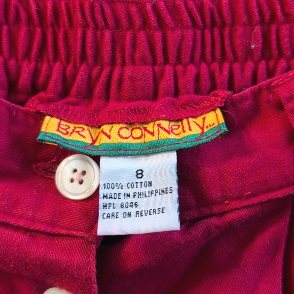 Vintage Bryn Connelly cotton, button front skirt, pockets, elastic waist. Sz 8 - Picture 7 of 8